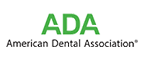 The image shows a logo with the letters  ADA  prominently displayed at the top, suggesting an association related to dental care. Below the letters are additional texts that include  American Dental Association.