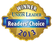 The image features a golden seal with text indicating a  Winner Union Leader Readers  Choice 2013,  suggesting an award or recognition for a publication or organization within the context of  Union Leader.  The seal has a blue ribbon design and includes a small graphic of a medal.